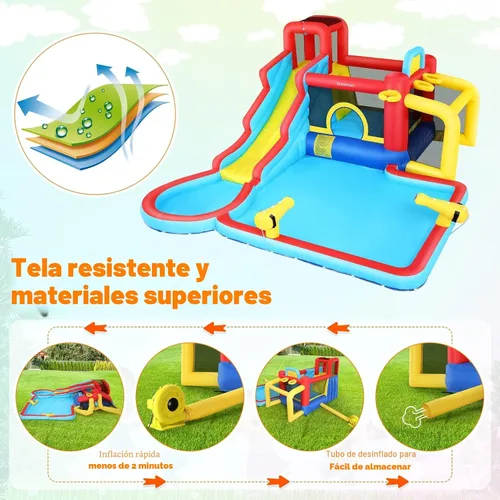 Miniatura 9 de AKEYDIY Casa de rebote de tobogán acuático, 13 × 12.5 pies, tobogán acuático inflable para niños grandes de 8 a 12 y 3 a 10 años, toboganes
