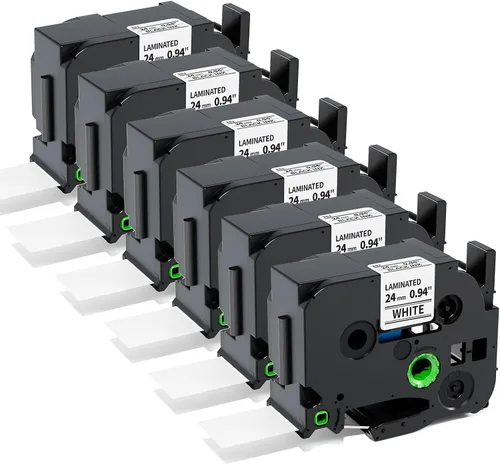 Miniatura 11 de Paquete de 6 cintas TZe TZ de 0.472 in 0.47 pulgadas de cinta transparente laminada compatible con 0.472 in 0.47 TZ-131 P Touch negro sobre
