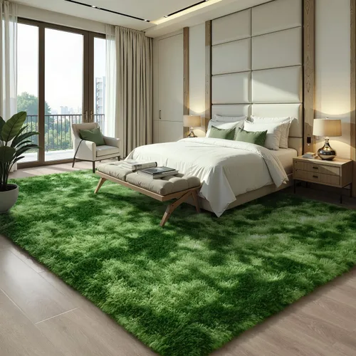 Miniatura 48 de EVOIONOS - Alfombra redonda gris para dormitorio, 5x5 pies; alfombras circulares suaves y esponjosas para sala de estar, alfombras de felpa peludas