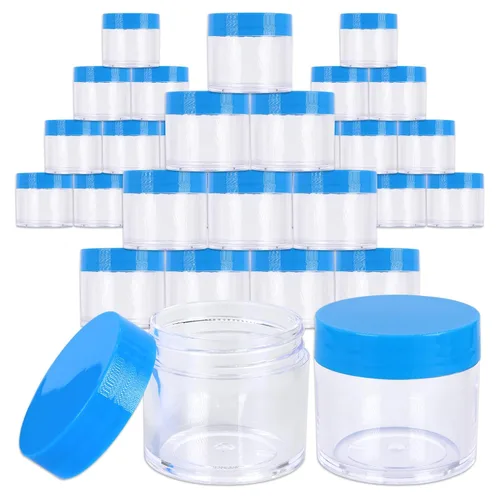 Miniatura 8 de Beauticom 1.06 oz/1.0 fl oz (1 fl. oz.) Tarros de plástico transparente de doble pared a prueba de fugas con tapas superiores planas para cremas, Oro
