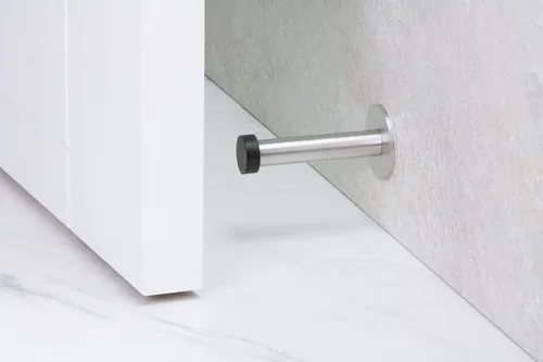 Miniatura 4 de EVI Tope de puerta de pared 3.5 x 1.77 pulgadas Goma negra de silicona natural Instalación adhesiva, acabado de acero inoxidable lacado