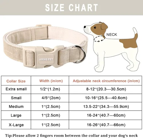 Miniatura 6 de Aring Pet Collar de algodón, ligero y ajustable, con hebilla de liberación rápida para perros pequeños, medianos y grandes Y: caqui