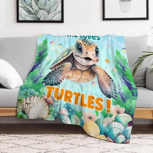 Miniatura 4 de Manta de tortuga para regalo, manta de 40 x 30 pulgadas, cálida, acogedora, suave, manta de regalo de tortuga marina para niñas y niños, decoración
