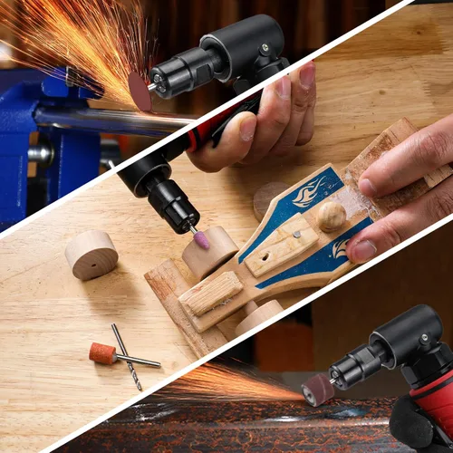 Miniatura 7 de WORKPRO Amoladora de Troquel Angular Neumática, Amoladora de Troquel de Ángulo Recto Neumática de 1/4 de Pulgada, 20000 RPM, Accionada por Aire