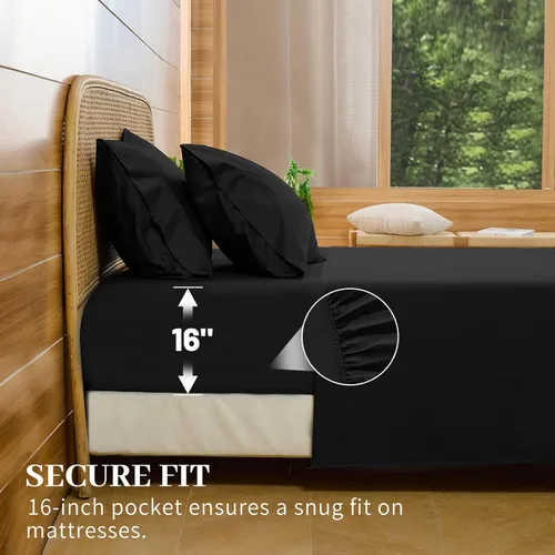 Miniatura 4 de Bedlifes Sábanas de algodón egipcio de 1000 hilos, tamaño Queen, 4 piezas con bolsillo profundo de 16 pulgadas, ropa de cama ultrasuave refrescante