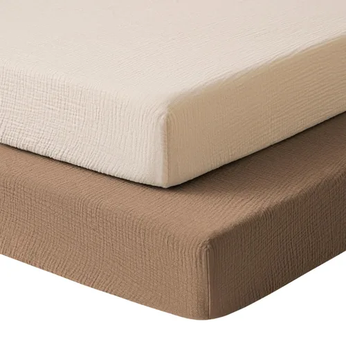 Miniatura 22 de Konssy Sábanas de Muselina para Cuna para Niña y Niño, 2 Piezas de Sábanas de Bebé de Algodón Suave y Transpirable para Colchón de Cuna Estándar