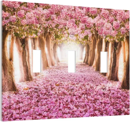 Miniatura 157 de Cubiertas de placa de pared de 3 gang con interruptor de luz de triple palanca, en negro y dorado con esplendor de oro rosa, estampado floral
