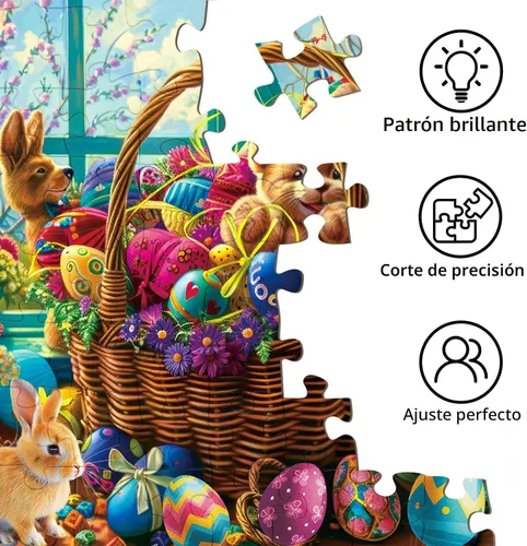 Miniatura 4 de Rompecabezas para adultos de 1000 piezas, rompecabezas para adultos, divertido rompecabezas desafiante, una cesta de huevos de Pascua, juego