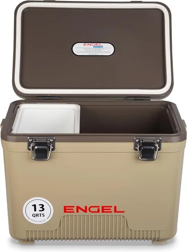 Miniatura 16 de Engel 13qt, refrigerador hermético, de secado al aire, Drybox y pequeña lonchera con carcasa dura para hombres y mujeres Camuflaje de pastizales
