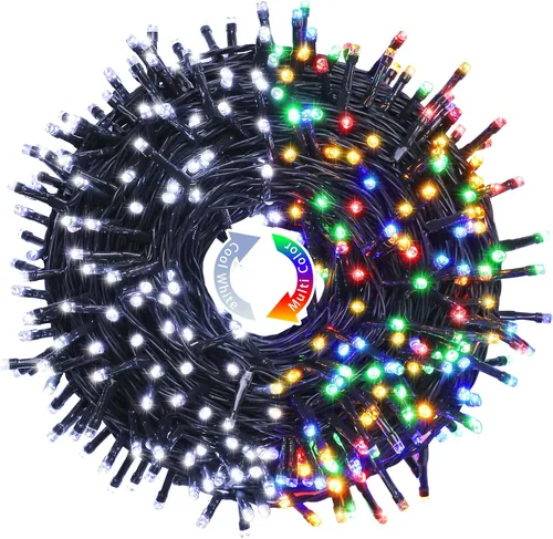 Miniatura 27 de JMEXSUSS 250 luces LED rojas, blancas y azules para decoraciones del 4 de julio, luces patrióticas conectables de 91.5 pies para exteriores