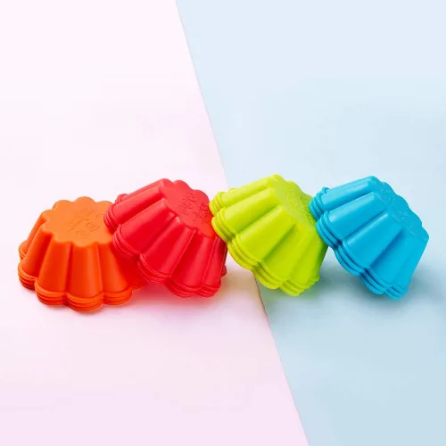 Miniatura 5 de Webake Moldes de silicona para hornear cupcakes, moldes para magdalenas de 3 pulgadas, paquete de 12