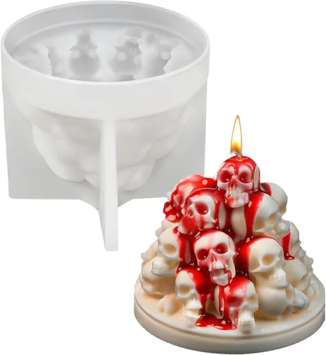 Miniatura 7 de Moldes de vela de calavera de Halloween, moldes de mano de fantasma 3D de calavera de silicona para fundición de resina epoxi, moldes para hacer 1