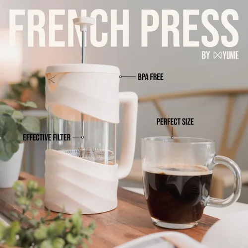 Miniatura 2 de ANGORA BRANDS Yunie - Cafetera de prensa francesa de 34 onzas, prepara café rico y té en cualquier lugar, cafetera portátil para cocina, viajes