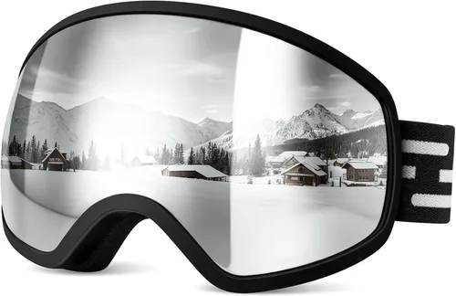 Miniatura 8 de Gafas de esquí, gafas de snowboard para hombres, mujeres, adultos, jóvenes y mayores de 15 años, gafas de esquí de nieve 05. Marco blanco/Lente