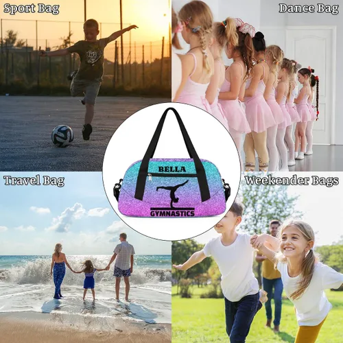 Miniatura 6 de Bolsa de baile personalizada para niña, bolsa de lona deportiva personalizada, bolsas de fin de semana, bolsa de viaje para gimnasia y teñido