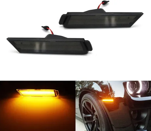 Miniatura 9 de iJDMTOY Lente ahumada 27-SMD ámbar Full LED delantero parachoques lateral kit de luz de marcador compatible con Chevy Camaro 2010-15 reemplazar OEM