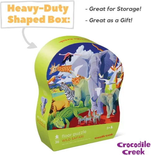 Miniatura 4 de Crocodile Creek - Rompecabezas de suelo con caja de alta resistencia para almacenamiento, Safari salvaje, Multicolor