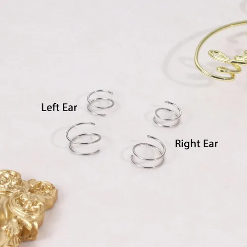 Miniatura 21 de 2 Pairs Double Hoop Earrings, Gold Cartilage Earrings for Women, Small Silver Helix Piercing Jewelry,Spiral Nose Ring Tiny Twist Earrings as Gift