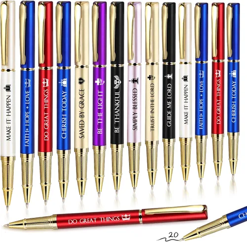 Fuutreo 20 bolígrafos cristianos para padres, regalo de iglesia a granel para hombres, versículo bíblico, bolígrafo cristiano con tinta negra,