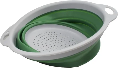 Miniatura 3 de SAMMART Colador plegable de 2.6 L (0.68 galones), colador de platos plegable, colador portátil y que ahorra espacio (gris/verde mar oscuro, 1)
