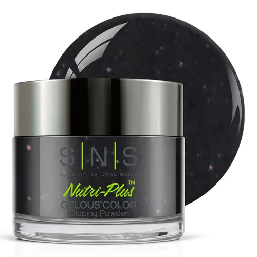 SNS Polvo de inmersión de uñas, polvo de inmersión de color geloso - Acai Bowl (negro) - Color de uñas de larga duración dura 14 días - Bajo olor y