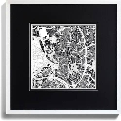 Miniatura 3 de O3 Design Studio Mapa de corte de papel Madrid negro mate de 20 x 20 pulgadas