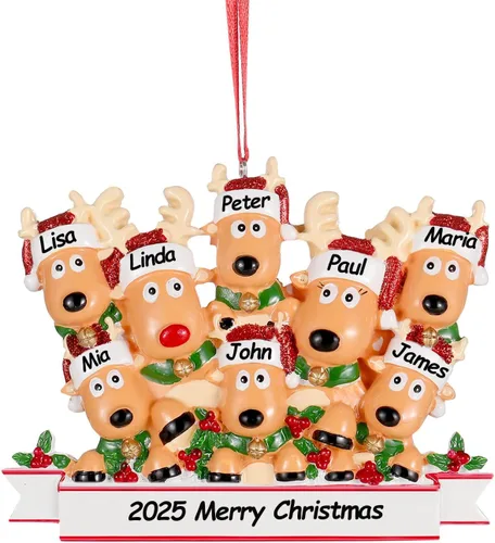 Miniatura 36 de Adornos de Navidad personalizados 2025, familia de 2, 3, 4, 5, 6, gnomo, adorno de Navidad personalizado con nombres, adornos familiares Gnomos
