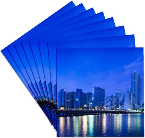 Miniatura 10 de 3dRose Danita Delimont - Florida - Estados Unidos, Florida, Miami, ciudad de Brickell Key, amanecer. - Juego de 4 posavasos - Soft (cst_205552_1)