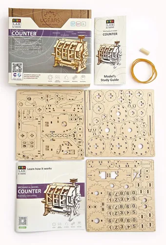 Miniatura 8 de UGEARS STEM Lab Math Series - Rompecabezas 3D educativos e ingeniería únicos con aplicación (contador)