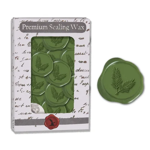 Miniatura 2 de Calcomanías adhesivas de helecho plateado, 25 unidades, prefabricadas con cera de sellado real (verde oliva)