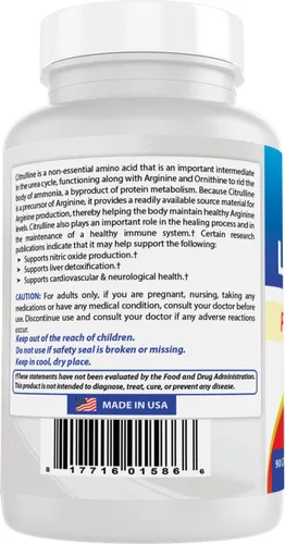 Miniatura 7 de Best Naturals Cápsulas de L-citrulina – 1500 mg/porción – Sin OMG – Sin gluten – 90 cápsulas (90 unidades (paquete de 1))