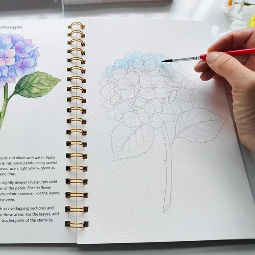 Miniatura 2 de Cuaderno de trabajo de acuarela 15 hermosas pinturas de flores para adultos y adolescentes principiantes, libro para colorear al agua, 140 libras