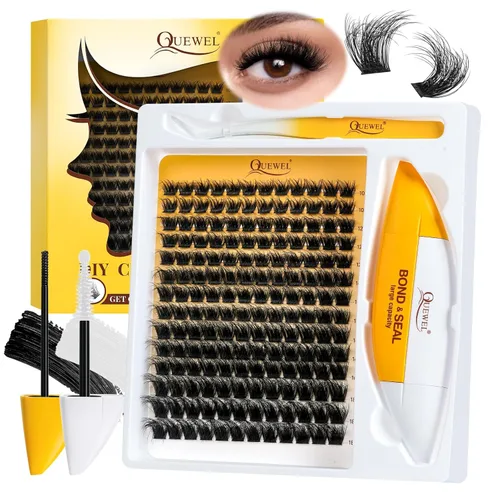 Miniatura 22 de QUEWEL Fairy-Lash-Clusters, 144 piezas Manga-Lash-Clusters Mix10-18mm Banda Invisible Natural Finas Clusters de Pestañas para Extensiones
