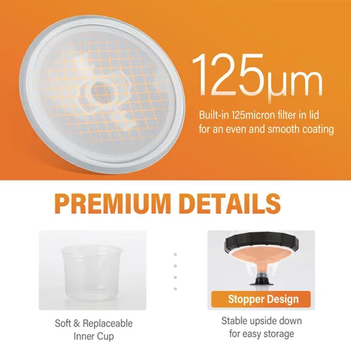 Miniatura 3 de Tazas desechables para pistola de pintura (200ML/6.7OZ), kit de tazas de pintura con 50 revestimientos de taza, 50 tapas, 20 tapones de sellado, 1