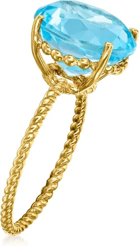 Miniatura 3 de Ross-Simons Anillo de cuerda trenzada con piedras preciosas en oro amarillo de 14 quilates