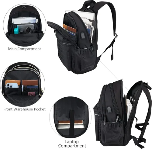 Miniatura 4 de KEOFID Mochila de viaje antirrobo para hombres y mujeres, moda para mujeres, mochila informal para la universidad, Negro -, X-Grande, Mochila de moda