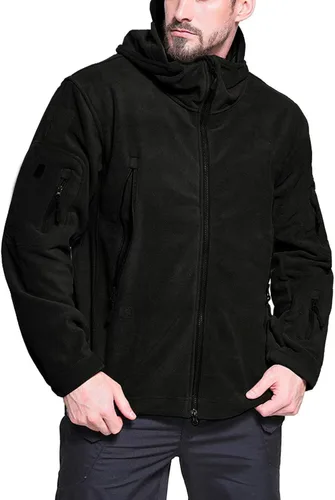 Miniatura 2 de BIYLACLESEN Chaquetas tácticas de forro polar Softshell para hombre con cremallera completa