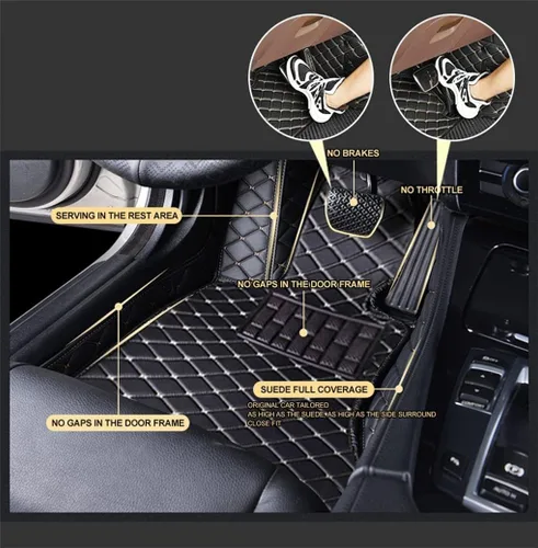 Miniatura 2 de Alfombrillas personalizadas para el 99 % de los sedán, SUV, deportivos, forros de cuero, para todo tipo de clima, tapetes de automóvil (rayas negras)