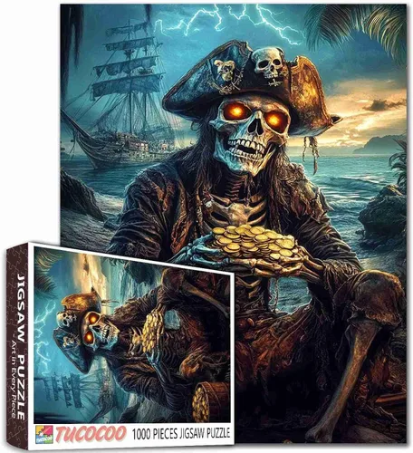 Miniatura 25 de Rompecabezas de 1000 piezas para adultos, rompecabezas de barco pirata para desafiantes juegos de actividades familiares, rompecabezas de arte