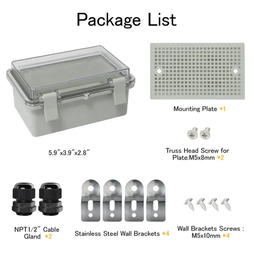 Miniatura 4 de Caja de conexiones IP65 impermeable carcasa de plástico ABS con cubierta transparente de PC con bisagras, caja de proyectos eléctricos con placa