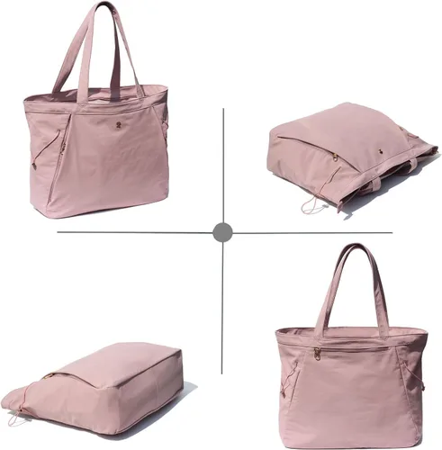 Miniatura 7 de ESVAN Bolsa de yoga para mujer, bolsas de hombro con cordón para oficina, entrenamiento, viajes, transporte, pilates, gimnasio y playa Púrpura
