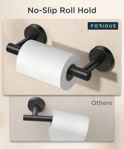 Miniatura 115 de FORIOUS Soporte de pared para papel higiénico, soporte de rollo de papel higiénico de doble poste giratorio de acero inoxidable para baño, Blanco