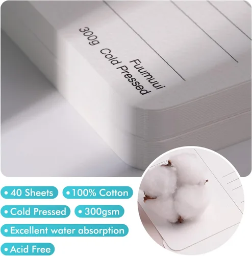 Miniatura 6 de Fuumuui 40 tarjetas postales de acuarela en blanco de 4 x 6 pulgadas, 140 libras/300 gsm, papel de arte 100% algodón prensado en frío para pintura
