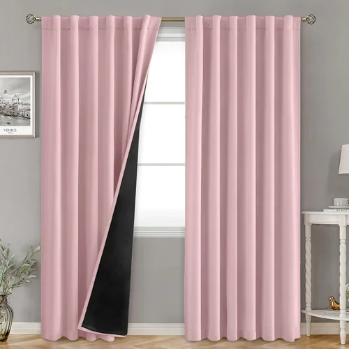 Miniatura 62 de BGment Cortinas 100% opacas beige de 63 pulgadas de largo con forro aislante térmico, bolsillo para varilla y lengüeta trasera de doble capa