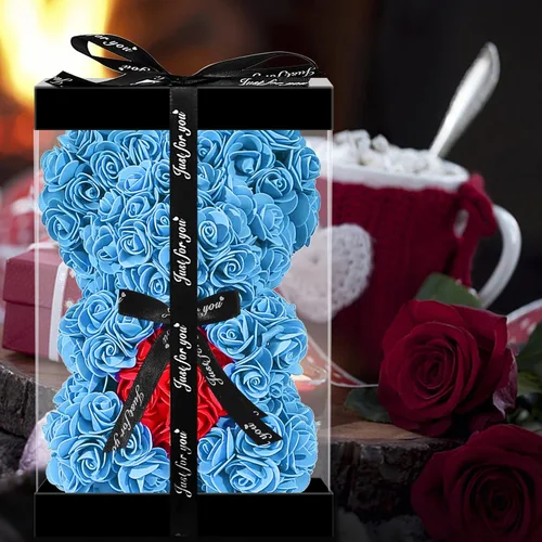 Miniatura 7 de Double Couple Regalo para mamá y mujer, bonito oso de rosas, adorable oso artificial, el mejor regalo para el día de San Valentín, día de la madre