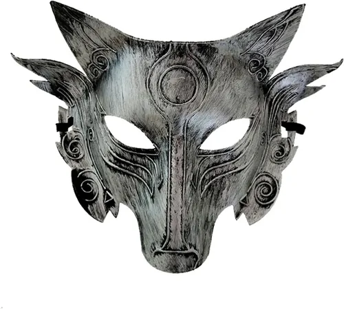 Suministros de rendimiento de Halloween, máscara de cabeza de lobo de animales, accesorios de plateado