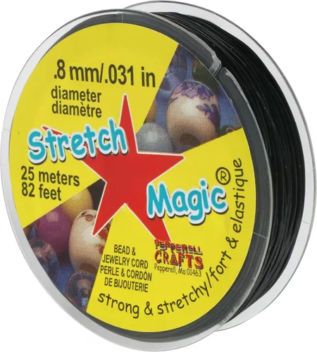 Miniatura 8 de Cordón elástico para cuentas Stretch Magic – Color negro, 0.6mm de diámetro, 100 metros (328 pies) - Fácil de anudar, cuerda fuerte y elástica