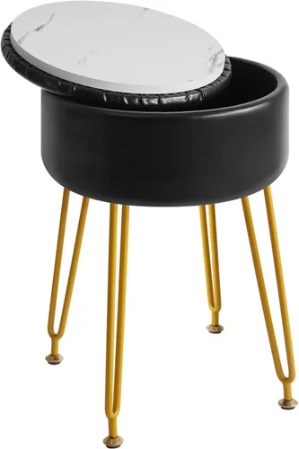 Miniatura 27 de IBUYKE Reposapiés Otomano Redondo de Terciopelo, Taburete de Tocador de Maquillaje Mesa Auxiliar, Asiento de Mesa de Tocador de Terciopelo, Taburete