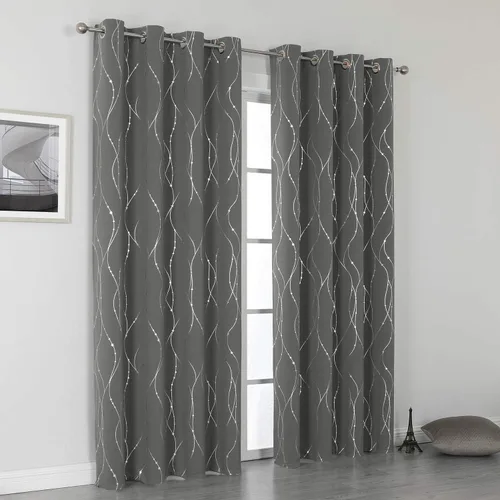 Miniatura 7 de SMILE WEAVER Cortinas opacas grises para sala de estar de 84 pulgadas de largo, 2 paneles, cortinas de oscurecimiento de habitación, diseño de Gris