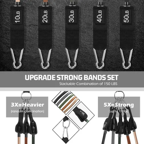 Miniatura 4 de VEICK Bandas de resistencia, bandas de ejercicio, bandas de entrenamiento, bandas de resistencia para entrenar con asas para hombres y mujeres, Gris